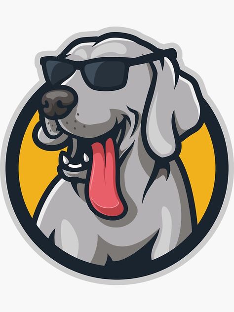 "Sunglasses Weimaraner Dog Yellow Background" Sticker by AndApArt | Redbubble Happy Dog Art, Dog Graffiti, Black Buck, Graffiti Art Letters, Dog Sunglasses, Background Sticker, Dog With Glasses, Pet Stickers, Weimaraner Dogs