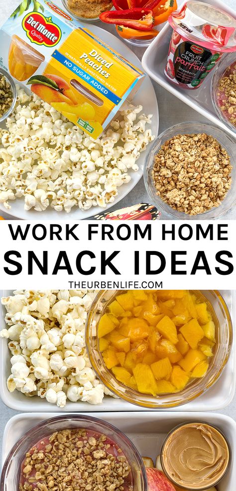 Healthy Desk Snacks, Best Snacks For Work Desk, Healthy Desk Snacks The Office, Home Snack Ideas, Work From Home Snacks, Healthy Work Snacks Desk, Wfh Snacks, Snack Mom Ideas Sports, Easy Post Workout Snack