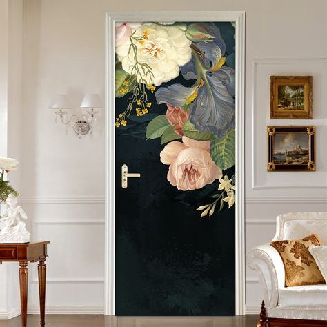 Wallpaper Door, Flower Oil Painting, Doors Interior Modern, Bedroom Murals, Door Sticker, Door Murals, Window Films, Sticker Wall, Wallpaper Stickers