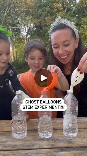 523K views · 560 reactions | Halloween STEM experiment | We love a fun and spooky STEM experiment!  👻 What you’ll need: halloween balloons, plastic water bottle, white vinegar, baking soda. 🎃 Spoon 1-2... | By Motherly | Let's make some balloons ghosts and pumpkins. Hi Shannon. Here's a fun stem experiment to do with your family for halloween. Get some balloons and draw ghosts and pumpkins faces on them. Fill water bottles with vinegar and fill the balloons with baking soda. Put the balloons right on the bottles. Look how cool this is. Follow me for more. Ghost Balloon Experiment, Pumpkins Faces, Halloween Experiments, Spooky Science, Balloon Experiment, Elementary Stem Activities, Ghosts And Pumpkins, Halloween Stem, Stem Experiments