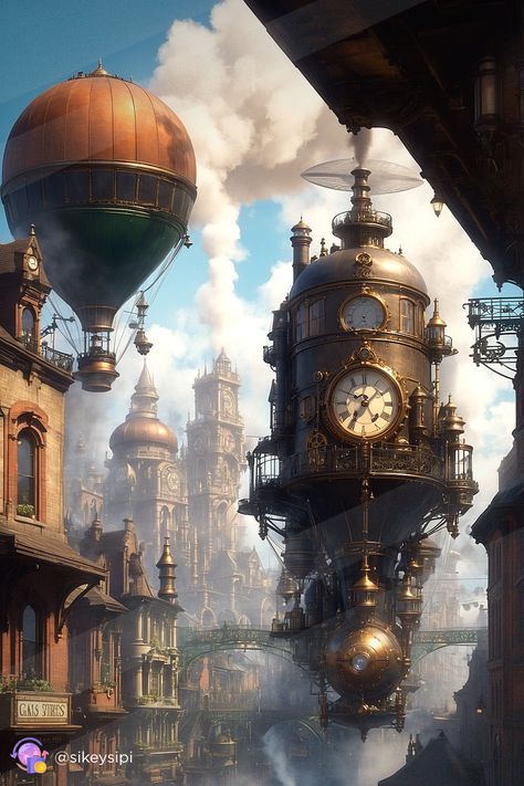 #BrassAndSteam #SteampunkVision #Steampunk💥https://buysnap.tech/sikeysipi 💥Experience a world of brass and steam in this stunning steampunk vision. The intricate designs, steam engines, and vintage aesthetics make this scene a perfect representation of the steampunk genre. #BrassAndSteam #SteampunkVision #VintageAesthetics #IntricateDesigns #SteamEngines Steampunk World, Steampunk Aesthetic, Magical Images, Vintage Aesthetics, Steam Engines, World Of Fantasy, Steam Engine, Intricate Designs, Mythical Creatures