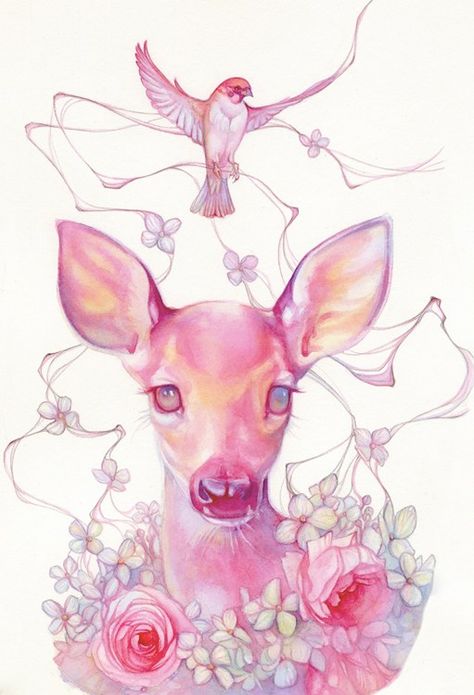 Tracy Lewis | La Luz De Jesus Art Et Illustration, A Deer, Pop Surrealism, Art And Illustration, Creature Art, Animal Illustration, Animal Drawings, Fine Art Print, Animal Art