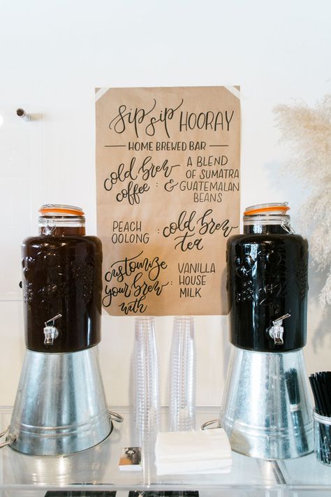 Coffee Baby Shower, Coffee Bar Party, Coffee Bridal Shower, Cold Brewed Coffee, Coffee Bar Wedding, Baby Olive, Backyard Graduation Party, Brew Bar, Bridal Shower Inspo