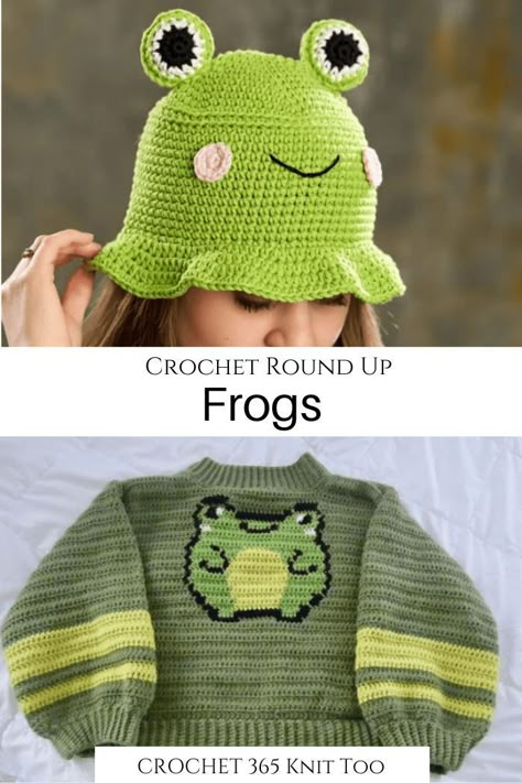 Frog Sweater Crochet Pattern, Round Frog Crochet Pattern, Crochet Frog Pattern Free, Frog Hat Crochet, Crochet Frog Pattern, Frog Crochet Pattern, Crochet Stuffies, Frog Crochet, Easy Patterns