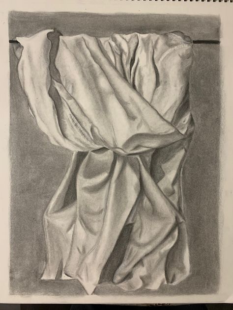 art charcoal drawing fabric towel Charcoal Curtains, Vine Charcoal, Charcoal Dress, Story Drawing, Observational Drawing, Charcoal Drawings, Charcoal Sketch, Dress Drawing, Drawing Inspo