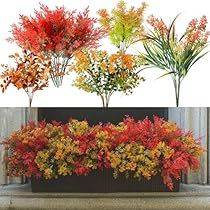 Fall Flower Boxes, Faux Outdoor Plants, Fall Window Boxes, Fireplace Windows, Window Box Flowers, Patio Fireplace, Box Kitchen, Planting Shrubs, Kitchen Home Decor