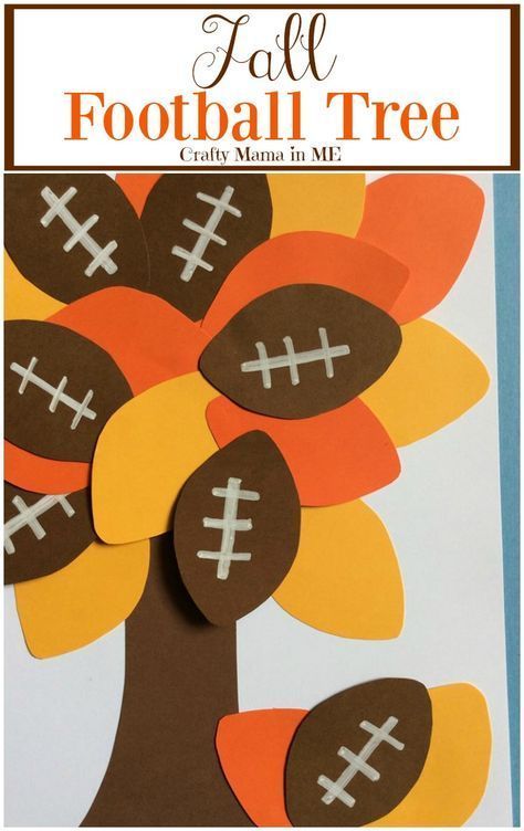 Cute little football tree for fall! What a fun and easy craft for kids to make with construction paper! #fall #football #kidscrafts September Kids Crafts, September Crafts, Football Crafts, Construction Paper Crafts, October Crafts, Fall Football, Sport Craft, Tree Craft, Crafty Mama