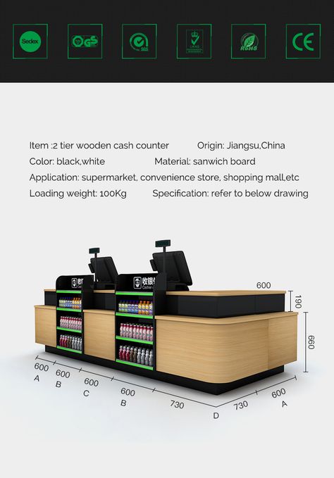 Checkout Counter for Convenience Store Or Grocery Store Grocery Store Counter Design, Checkout Counter Design, Convenient Store Design, Convenience Store Design Small, Convenience Store Design Interiors, Small Supermarket Design, Mini Grocery Store Design Small Spaces, Retail Counter Design, Small Supermarket Design Ideas