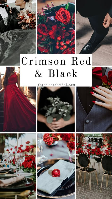 Wedding Theme Spring, Wedding Color Schemes Red, Black People Weddings, Deep Red Wedding, Crimson Wedding, Dark Romantic Wedding, Black Red Wedding, Wedding Color Palette Summer, Spring Wedding Color Palette