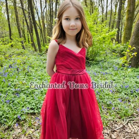 Red Satin & Tulle Flower Girl Dress - (Variety of Colours) - Link in bio. This beautiful dress is the stunning shade of red. Also comes in another variety of colours. The dress is a satin feel fabric (polyester) so it is very comfortable with an overlayer of soft tulle. The top part of the dress has a criss cross design with fully adjustable straps to fit your little one. Finished with a tie up bow and a zip up back. Comes in Red, Pink or Navy. #flowergirldress #flowergirl #reddress... Tulle Flower Girl Dress, Tulle Flower Girl, Shade Of Red, Satin Tulle, Flower Girl Dresses Tulle, Soft Tulle, Cross Design, Flower Girl Dress, Red Satin