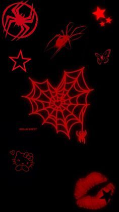 Halloween Spiderman Wallpaper, Red Spooky Wallpaper, Goth Hello Kitty Wallpaper, Spider Red Wallpaper, Red Spider Heart Wallpaper, Y2k Halloween Wallpaper, Cute Spooky Wallpaper Iphone, Spider 3d Wallpaper, Red Halloween Wallpaper