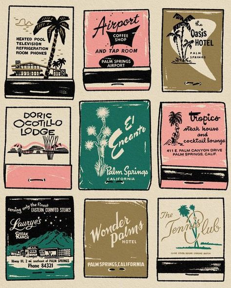 Aesthetic Vintage Retro, Palm Springs Postcard, Palm Springs Vibes, Palm Springs Mood Board, Palm Springs Illustration, Palm Springs Tattoo, Palm Springs Graphic, Palm Springs Print, Palm Springs Graphic Design