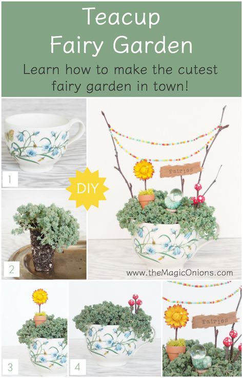 Teacup Fairy Garden, Fairy Teacup Garden, Miniature Garden Diy, Teacup Gardens, Miniature Gardens, Faeries Gardens, Tea Diy, Garden Crafts Diy, Fairy Garden Houses