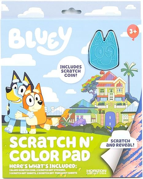 Bluey Scratch ‘n Color Pad, 9-Page Activity Coloring Book, Includes Scratch Art, Stickers for Kids, Bluey Toys, On the Go Activity Playset, Bluey Toys for Toddlers 1-3, Great Gift for Kids Ages 3 & Up Color Pad, Aqua Art, Kids School Backpack, Toys For Toddlers, Stickers For Kids, Scratch Art, Kids Gift Guide, Art Stickers, Craft Activities For Kids