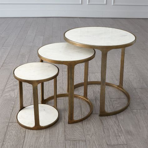 Gold Nesting Tables, Nesting End Tables, Media Table, Nesting Table, Nesting Coffee Tables, Global Views, Side And End Tables, Top Crafts, Accent Tables