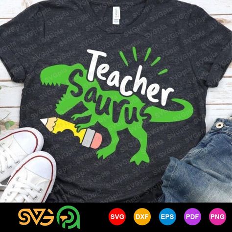 Teacher Saurus Svg, Back To School Svg, Teacher Shirt Design Check more at https://svgpta.com/teacher-saurus-svg-back-to-school-svg-teacher-shirt-design/ Back To School Svg, Dinosaur Shirt, T Rex Dinosaur, 1st Day Of School, School Svg, Wood Christmas, 1st Day, Fifth Grade, Teacher Humor