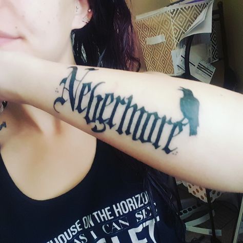 "Quoth the Raven; Nevermore" Edgar Allan Poe Quoth The Raven Nevermore Tattoo, Raven Nevermore Tattoo, Historic Tattoos, Nevermore Tattoo, Quoth The Raven Nevermore, The Raven Nevermore, Nevermore Raven, Raven Nevermore, Quoth The Raven