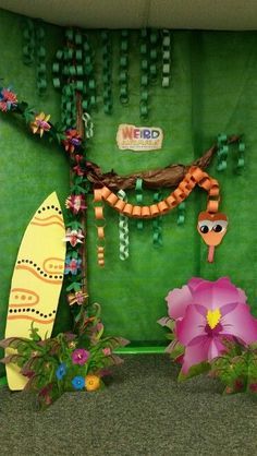 @stacilee73 Weird Animals Vbs, Snake Party, Decoration Creche, Jungle Theme Classroom, Rainforest Theme, Reptile Party, Jungle Decorations, Deco Jungle, Fiesta Tropical