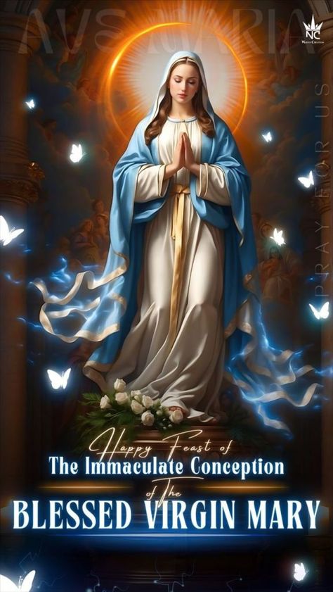 Immaculate Conception Image, Feast Of Immaculate Conception, Scared Heart Of Jesus, Virgin Mary Poster, Immaculate Conception Of Mary, Scared Heart, Virgin Mary Picture, Mother Mary Pictures, Happy Feast