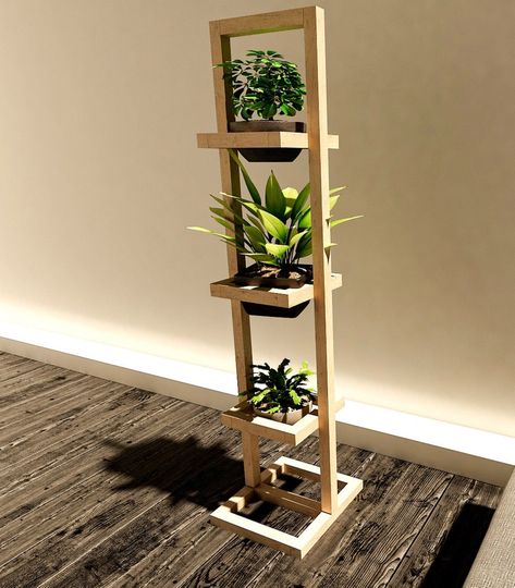 Diy Wood Home Decor, Redecorate Room, Flower Pot Stand, Decorative Stand, Indoor Flower Pots, Pot Stand, Wood Plant Stand, Diy Plant Stand, Bookshelf Design