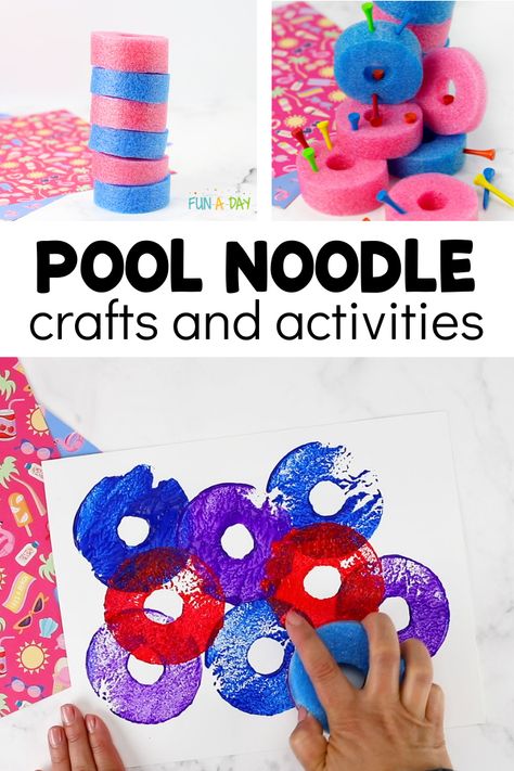 Pool noodle crafts and activities are just what you need when you have a surplus of those bendy sticks! Add these ideas to your summer activities for preschoolers, or keep them on-hand for your next beach theme. I love all the math and alphabet activities! Beach Art Activities, Pool Party Crafts, Summer Activities For Preschoolers, Noodle Crafts, Library Storytime, Safety Crafts, Noodle Art, Lesson Plan Ideas, Teacher Crafts