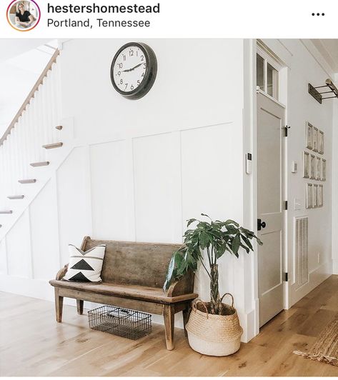 Board barren wall under stairs Wall Under Stairs Decor, Side Of Stairs Decor Ideas, Vertical Shiplap Half Wall, Stair Wall Decorating Ideas, Shiplap Half Wall, Diy Vertical Shiplap, Staircase Wall Decor Ideas, Stair Wall Ideas, Stairs Wall Decor Ideas