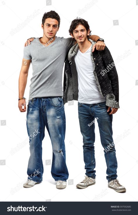 Friends With Arms Around Each Other, Walking Holding Hands Pose Reference, Hand Holding Shoulder Reference, Arm Around Shoulder Pose, Hand On Shoulder Pose, Holding Shoulder Pose, Arm Over Shoulder Pose Reference, Guy Standing Reference, Shoulder Reference