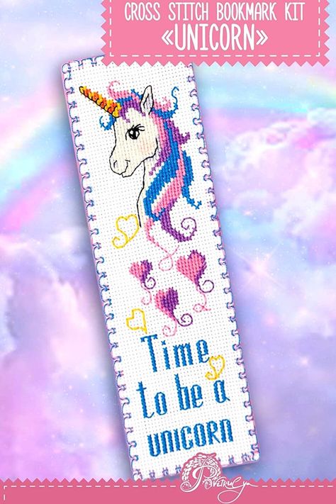 🦄 Counted cross stitch kit "Unicorn" includes: pattern, guide, 16-count Aida fabric, cotton threads, needle; Size: 2.36" х 7.70"; Colors: 9; Fabric color: white; General characteristics: a full cross in two strands, a back stitch, french knot; Handmade bookmark for best friend. A unique gift for a true book lover! #unicorncrossstitchbookmark #unicorncrossstitchsmall #unicorncrossstitchpattern #crossstitchkitscounted #kidscrossstitchunicorn #unicorncrossstitchforkids #unicornbookmarkdiy Unicorn Cross Stitch, Unicorn Diy, Quote Time, Cross Stitch Bookmark, Unicorn Cross Stitch Pattern, Stitch Bookmark, Book Marker, Diy Craft Kit, Cross Stitch Books