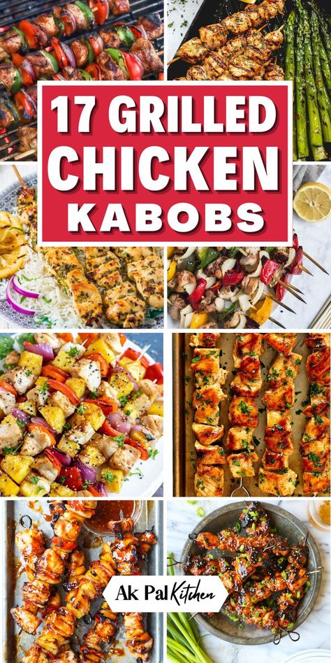 Looking for the perfect summer recipe? Try our delicious grilled chicken kabobs! Whether you prefer cooking your chicken kabobs on the grill or in the oven, our marinated chicken kabobs recipe is sure to be a hit. These BBQ chicken skewers are a great addition to any meal and are perfect for outdoor entertaining. Impress your guests with our easy kabob recipes, featuring juicy chicken kabobs seasoned to perfection. Don't wait, fire up the grill and make these mouth-watering chicken kabobs today! Best Chicken Kabobs, Easy Chicken Kabobs, Chicken Kabobs On The Grill, Marinated Chicken Kabobs, Chicken Kebobs, Kabobs On The Grill, Easy Kabobs, Grilled Kabob Recipes, Chicken Kabob Recipes