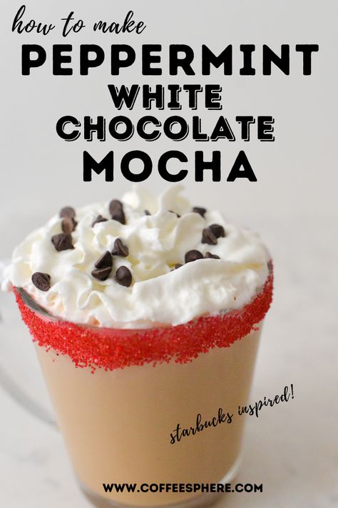 Starbucks Peppermint White Mocha, Peppermint White Mocha, Peppermint White Chocolate Mocha, White Chocolate Mocha Starbucks, White Chocolate Peppermint Mocha, Peppermint Coffee Creamer, Keurig Recipes, Mocha Coffee Recipe, Peppermint Mocha Recipe