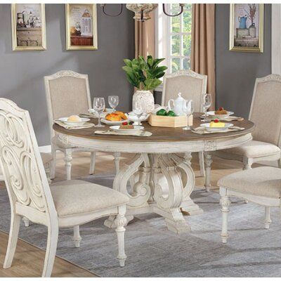 Rustic Round Table, Round Dinning Table, White Round Dining Table, Round Dining Room Sets, Round Dining Table Sets, Set Meja Makan, Country Dining, Round Dining Room, Round Dining Set