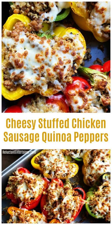 Chicken Sausage Stuffed Peppers, Sausage Quinoa, Lighter Recipes, Farro Recipes, Cubano Sandwich, Quinoa Stuffed Peppers, Most Pinned Recipes, Skillet Dishes, Chicken Quinoa