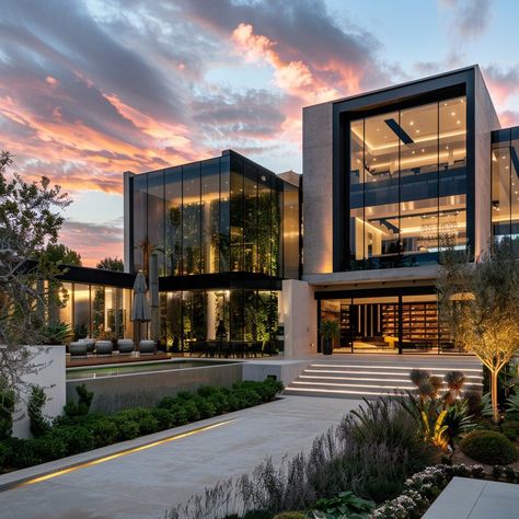 Inside Stanley Weinberg's Luxurious Los Angeles Home Modern Mansion Front View, Luxury Modern House Interior, Unique Home Interior Design, Ultra Modern Homes Exterior, Los Angeles Homes Exterior, Huge Modern Mansions, Modern Luxury House Exterior, Modern Mansion Design, Luxury Homes Dream Houses Modern