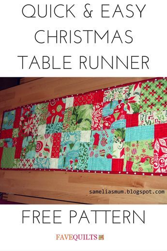 Crochet Table Runner Free Pattern, Table Runner Free Pattern, Easy Christmas Table, Christmas Table Runner Pattern, Table Runner Tutorial, Sewing Christmas, Table Runner Diy, Patchwork Table Runner, Christmas Quilt Patterns