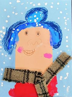 Kindergartners made self-portraits wearing winter hats and scarves. This was an introduction to facial features and proportions. Grade 1 Art, January Art, Winter Art Lesson, First Grade Art, Dream Catcher Art, Pole Nord, Winter Art Projects, Winter Project, Self Portraits