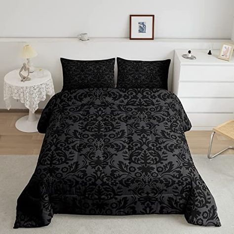 Full Size Duvet Cover, Gothic Bed, Damask Bedding, Textured Duvet Cover, Textured Duvet, Floral Comforter Sets, Floral Bedding Sets, Floral Comforter, Bed Comforter Sets