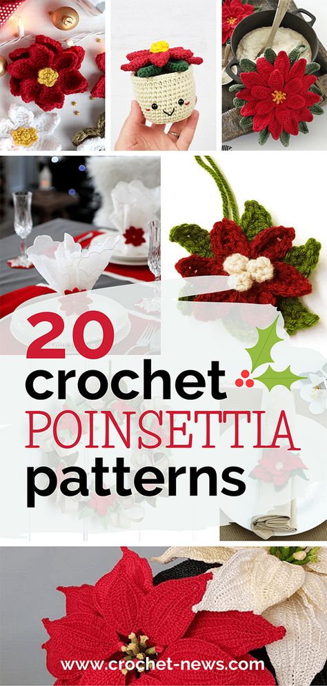 Christmas Flower Crochet Patterns Free, Poinsettia Flower Crochet Pattern, Crochet Poinsettias Free Patterns, Poinsettia Flower Crochet, Crochet Small Poinsettia Free Pattern, Crochet Poinsettia Pattern, Crochet Poinsettia Ornament, Crochet Ponsietta Flower, Crochet Christmas Flowers Free Pattern