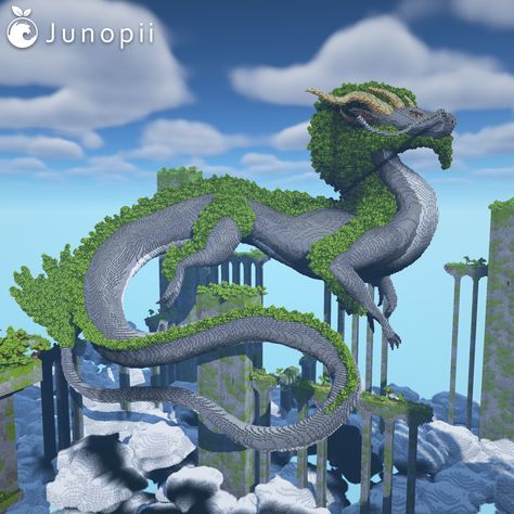 Minecraft Japanese Dragon Build Titan Ancient Ruins Clouds Japanese Dragon Design, Minecraft Japanese, Bangunan Minecraft, Minecraft House Plans, Dragon House, Minecraft Cottage, Minecraft Server, Minecraft Tips, Minecraft Inspo