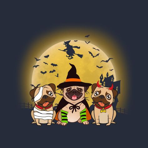 Pug Halloween Wallpaper, Puppy Wallpaper Iphone, Vampire Design, Halloween Pug, Pug Cartoon, Dogs Halloween, Halloween Dogs, Zombie Vampire, Charlie Brown Halloween