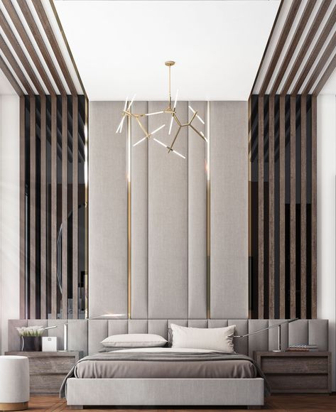 bedroom +bathroom wood and gold Istanbul on Behance Modern Minimalist Bedroom, Modern Luxury Bedroom, Luxury Bedroom Design, Ceiling Design Bedroom, Bedroom Deco, Gold Bedroom, Luxury Bedroom Master, Bedroom Bed Design, Modern Bedroom Design