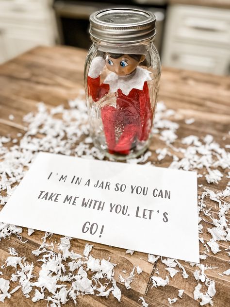 Elf On The Shelf In A Jar, Elf On The Shelf Travel Jar, Travel Jar, Travel Container, Shelf Ideas, On The Shelf, Elf On The Shelf, Elf, Christmas