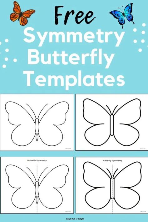 Symmetry Butterfly Painting (with Free Printable!) - Simply Full of Delight Symmetry Butterfly, Butterfly Template, Butterfly Printable, Butterfly Painting, Templates Printable Free, Free Printable, Free Printables, Preschool, Pre School