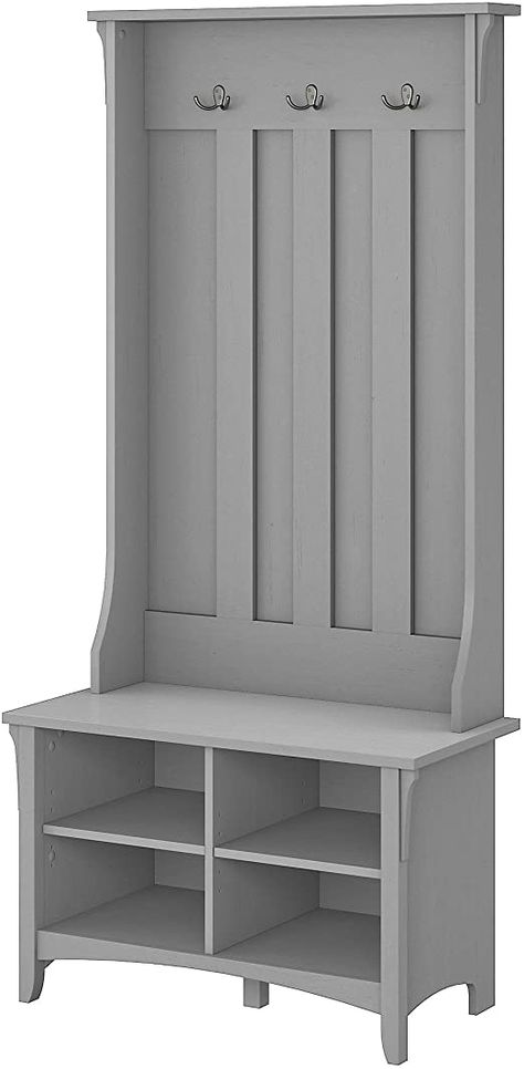 Bush Furniture Salinas Hall Tree with Storage Bench, Cape Cod Gray Mudroom Organizer, Dorm Room Shelves, Small Shoe Bench, Shelves Entryway, Hall Tree Storage Bench, Hall Tree With Storage, Cubby Shelves, Bench Mudroom, Mudroom Organization