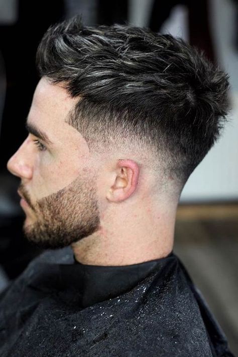 Mid Fade Haircut With Beard, Long On Top Fade On Sides, Mid Fades Men, Men Hair Cut 2023, One Side Fade Haircut Men, Mens Short Back And Sides, Men Fohawk Fade Faux Hawk, Long On Too Short On Sides Men, Men Haircut Straight Hair Fade