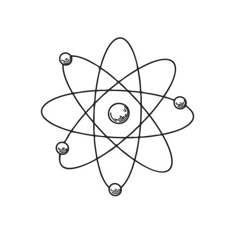 How To Draw An Atom, Atom Drawing Art, Physics Clipart, Science Black And White, Science Sketches, Atom Art, Atom Drawing, Atom Tattoo, Chemistry Drawing