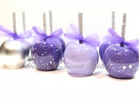 50 Shades Of Purple Party, 50 Shades Of Purple Birthday Party, Purple Candy Apples, 50 Shades Of Purple, Carnival Foods, Rapunzel Theme, Purple Desserts, 50th Birthday Themes, Quince Stuff