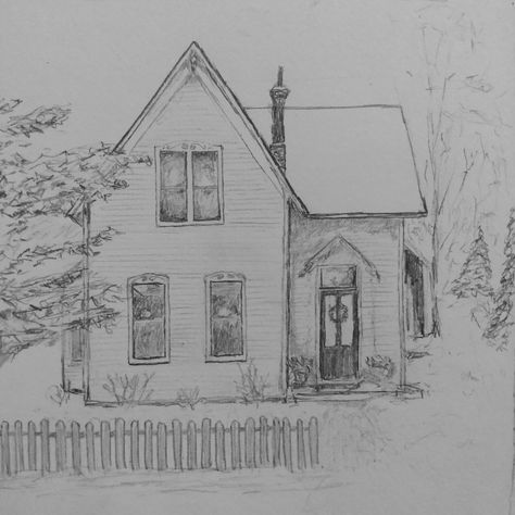 Christmas Sketches Pencil Easy, Christmas Sketch Ideas Creative, Christmas Drawing Ideas Pencil Easy, Snow House Drawing, Fall Drawing Ideas Pencil, Christmas Sketch Ideas Simple, Winter Drawing Ideas Easy, Winter Drawings Pencil, Christmas Sketches Pencil