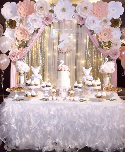 Lake Theme Party, Swan Baby Shower, Sweet 15 Party Ideas Quinceanera, Girl Shower Themes, Girls Birthday Party Themes, Princess Invitations, Baby Shower Desserts, Girl Birthday Decorations