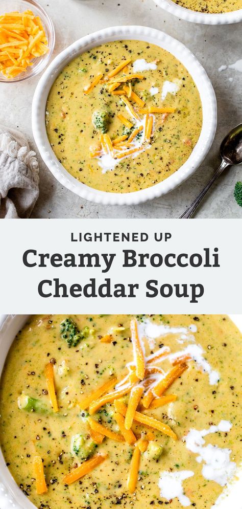 Lightened Up Broccoli Cheddar Soup, Panera Bread Copycat, Easy Broccoli Cheddar Soup, Soup Sunday, Creamy Broccoli Cheddar Soup, Broccoli Cheddar Soup Recipe, Cheddar Soup Recipe, Cold Weather Comfort Food, Diner Party