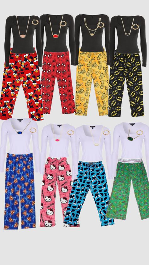 Matching pjs for a big friend group! Matching Pajamas Pants, Matching Pajamas For Best Friends, Group Outfits Matching, Friend Group Matching Outfits, Matching Pjs For Friends, Sleepover Matching Pajamas, Matching Pjs Friends Birthday, Matching Pjs Friends, Pj Party Outfit